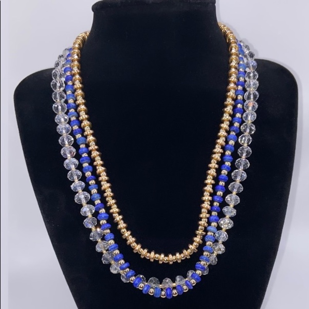 Layered Glass & Copper-Plated Plastic Bead Necklace Set